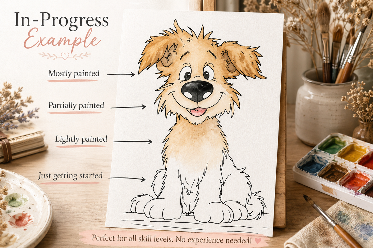 Buddy watercolor print details infographic
