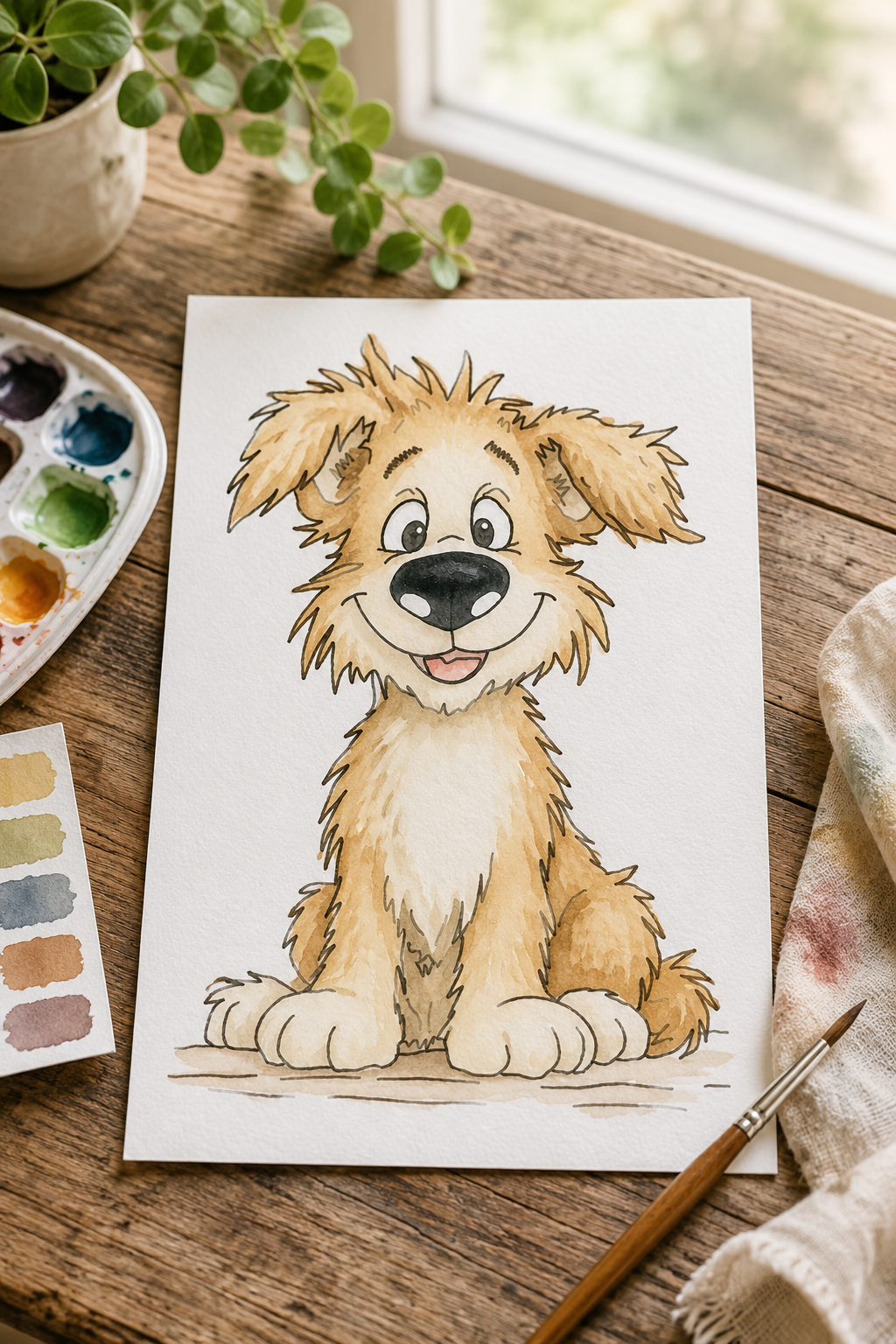 Buddy watercolor print lifestyle scene