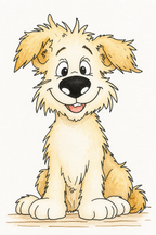 Buddy pup watercolor artwork, painted sample