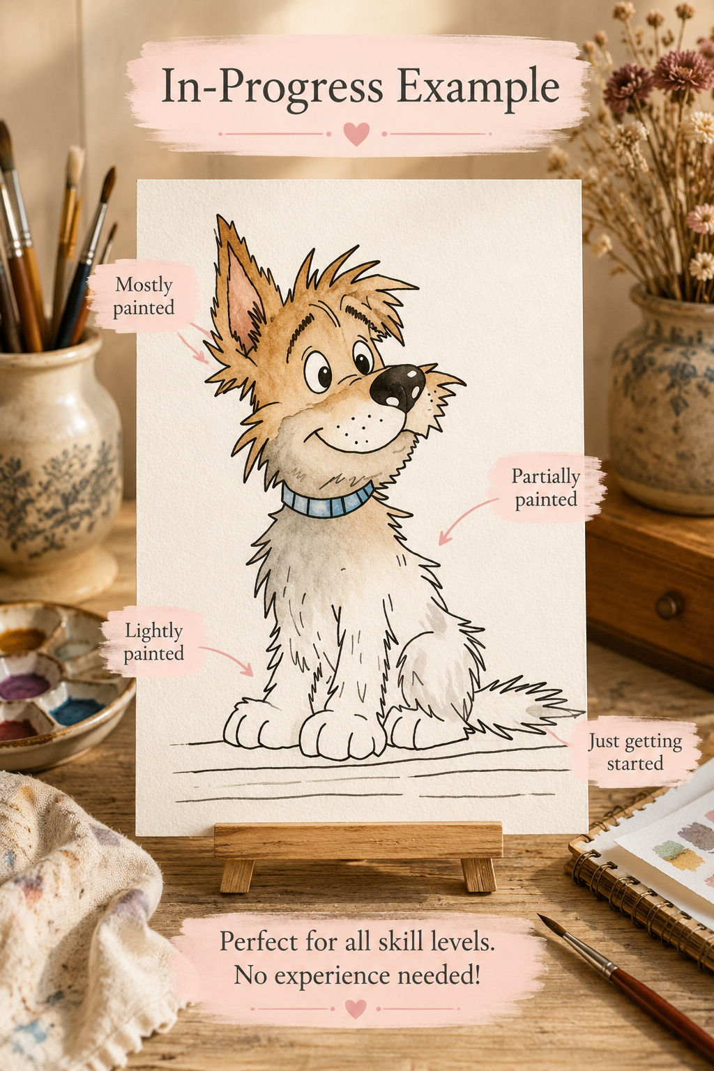 Rusty watercolor print details infographic