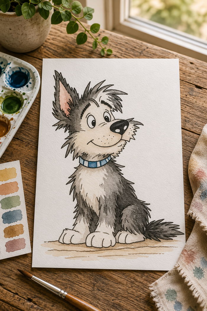 Rusty watercolor print lifestyle scene