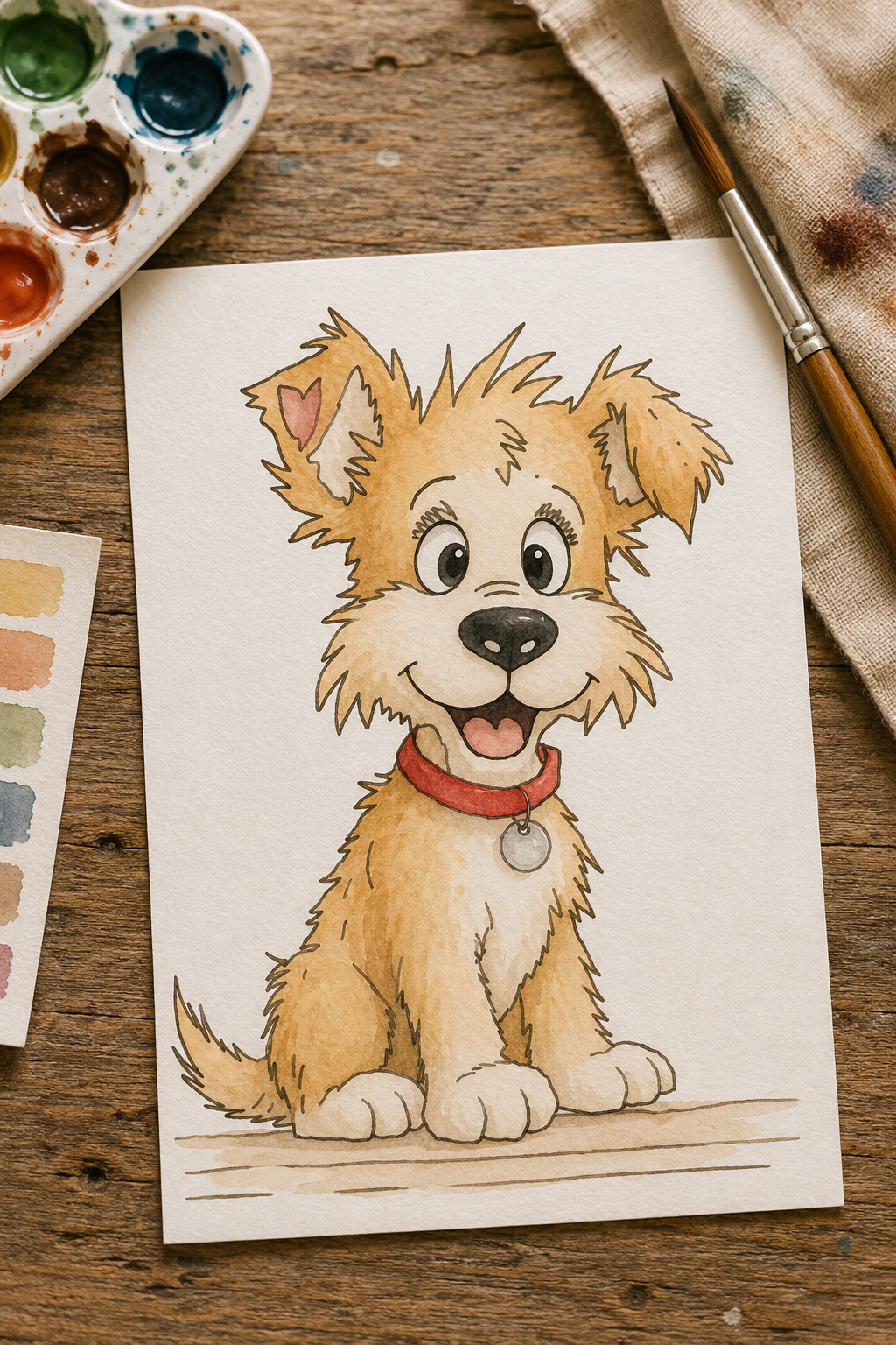 Ollie watercolor print lifestyle scene