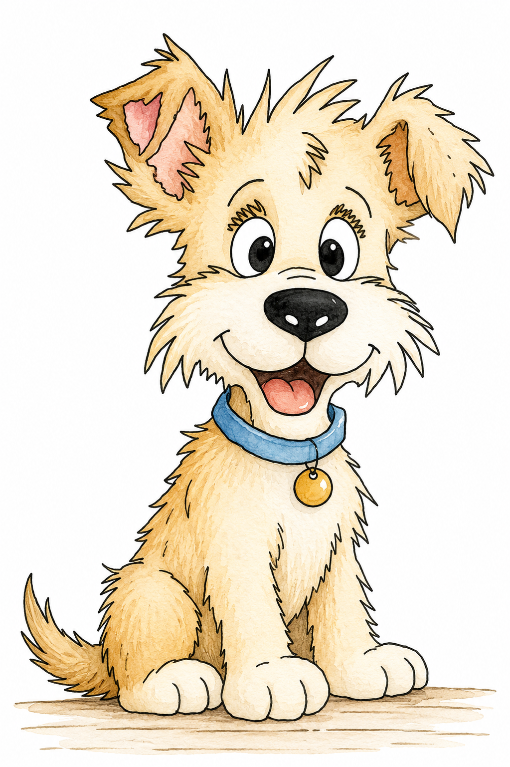 Ollie pup watercolor artwork, painted sample