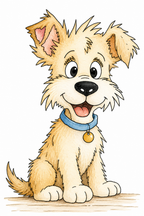 Ollie pup watercolor artwork, painted sample