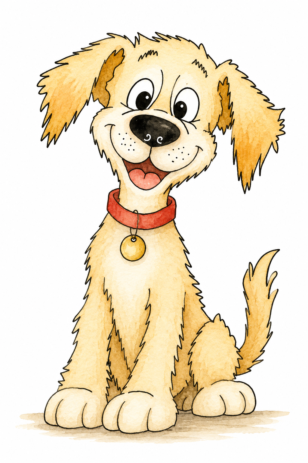 Charlie pup watercolor artwork, painted sample