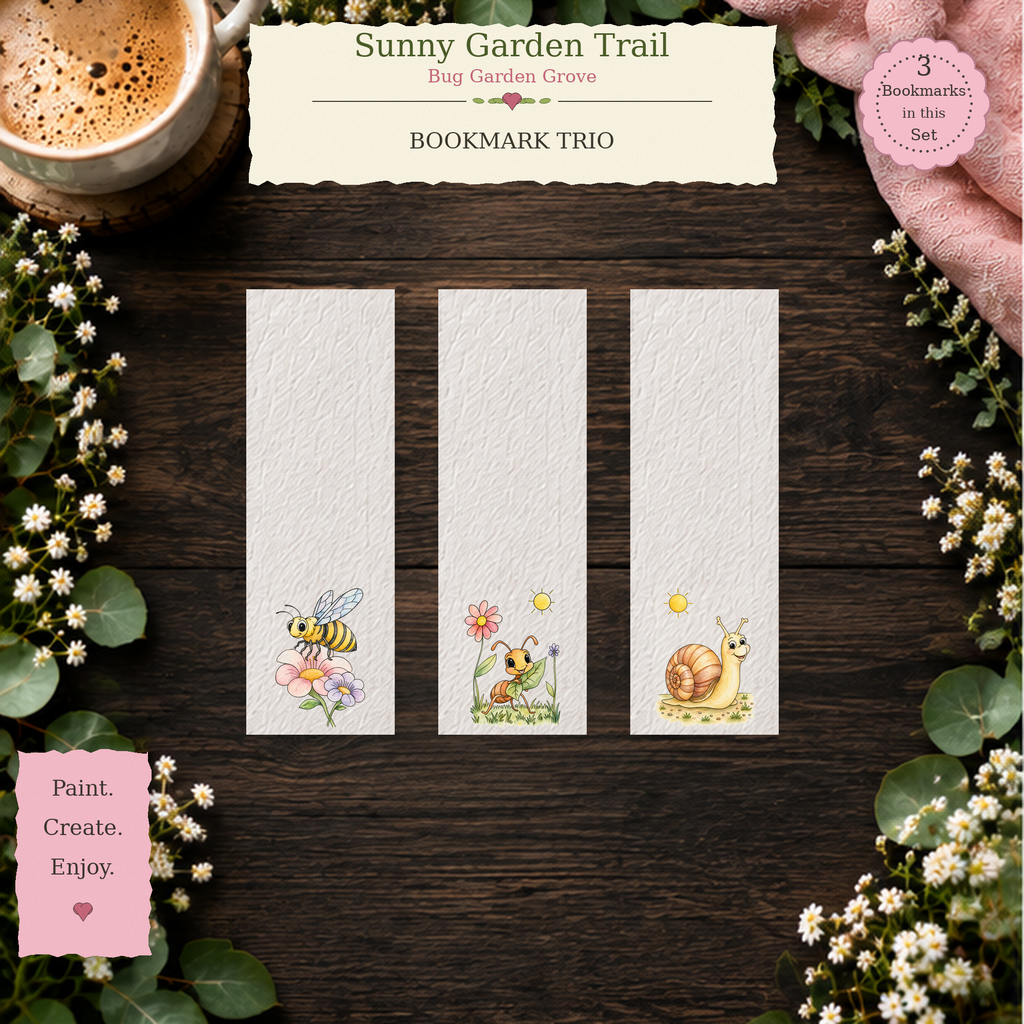 Sunny Garden Trail | Bug Garden Grove Watercolor Bookmark Set
