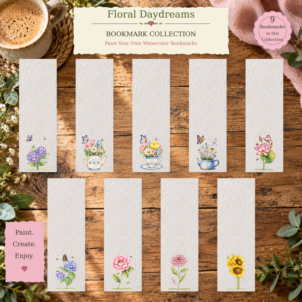 Complete Floral Daydreams 2x6 Bookmark Collection