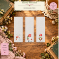 Snowy Welcome watercolor bookmark set featuring Snowflake Swing, Evergreen Errand, and Wreathside Welcome