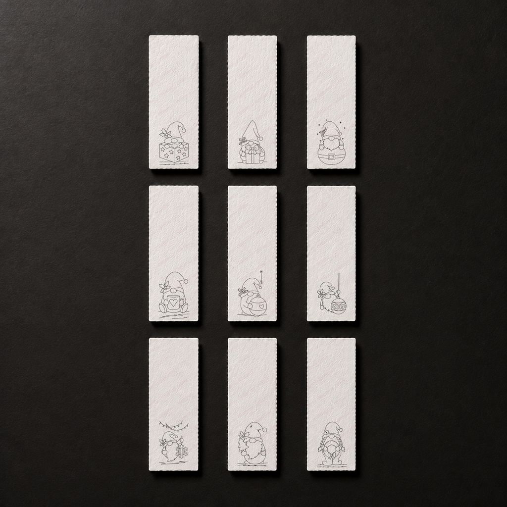 Gnome Tidings complete bookmark collection line art preview