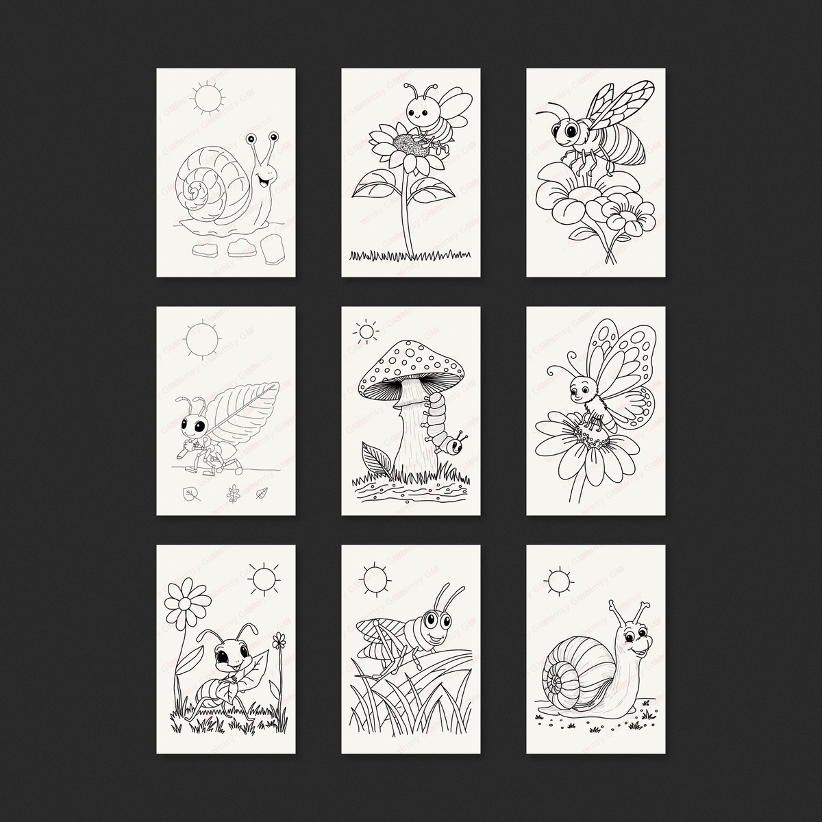 Bug Garden Grove Complete Mini Paint-Your-Own Watercolor Collection | 2x3 Whimsy Grams