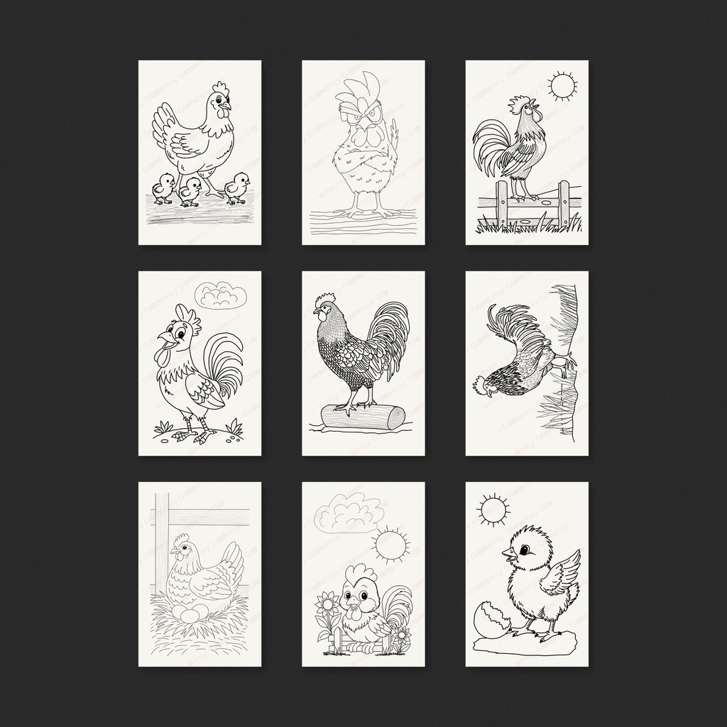 Cozy Chicken Hollow Complete Paint-Your-Own Watercolor Print Collection | 4x6