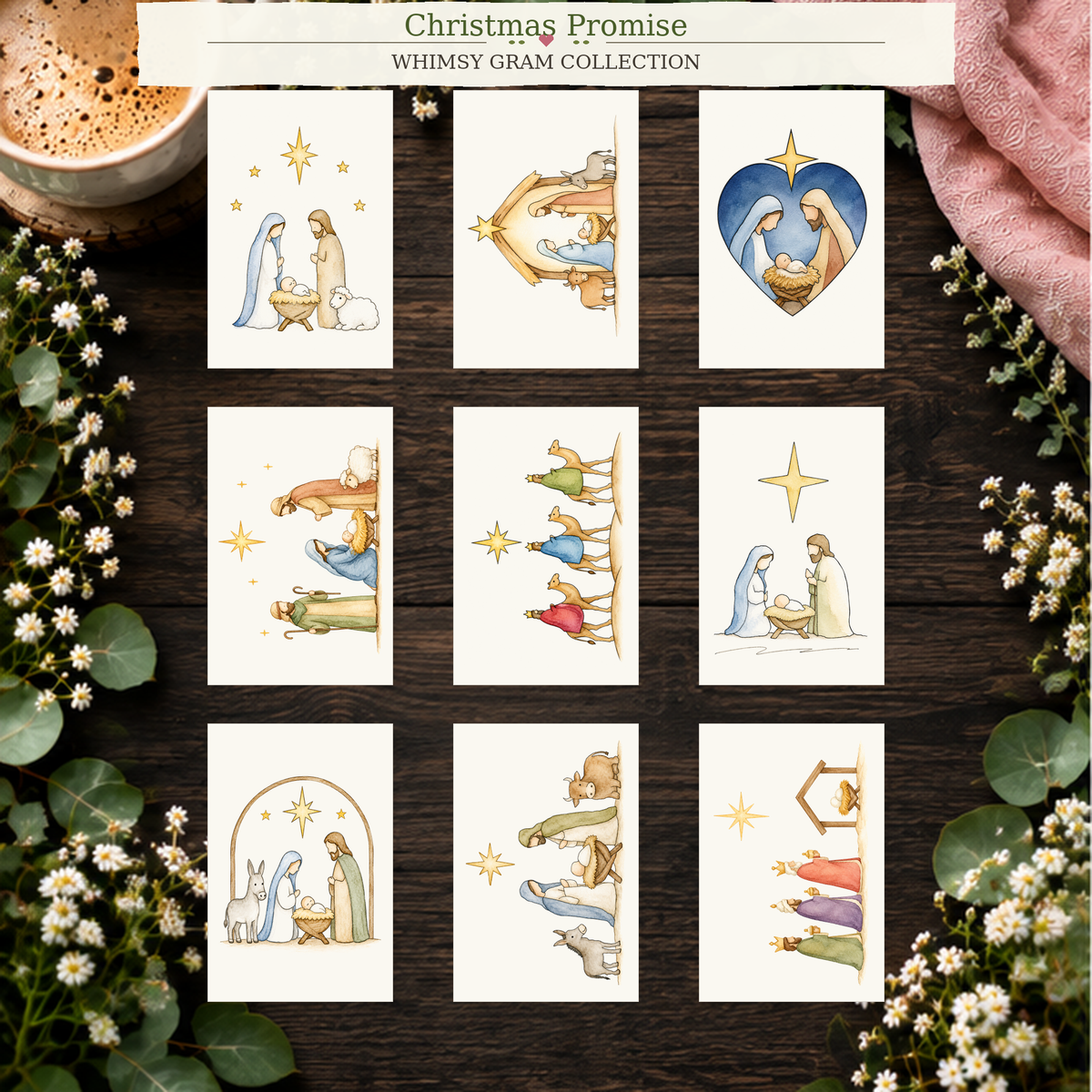 Christmas Promise Complete Mini Paint-Your-Own Watercolor Collection | 2x3 Whimsy Grams