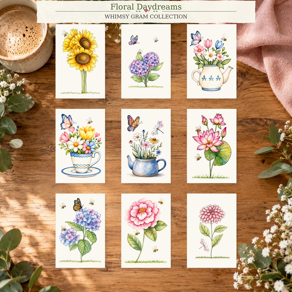 Floral Daydreams Complete Mini Paint-Your-Own Watercolor Collection | 2x3 Whimsy Grams