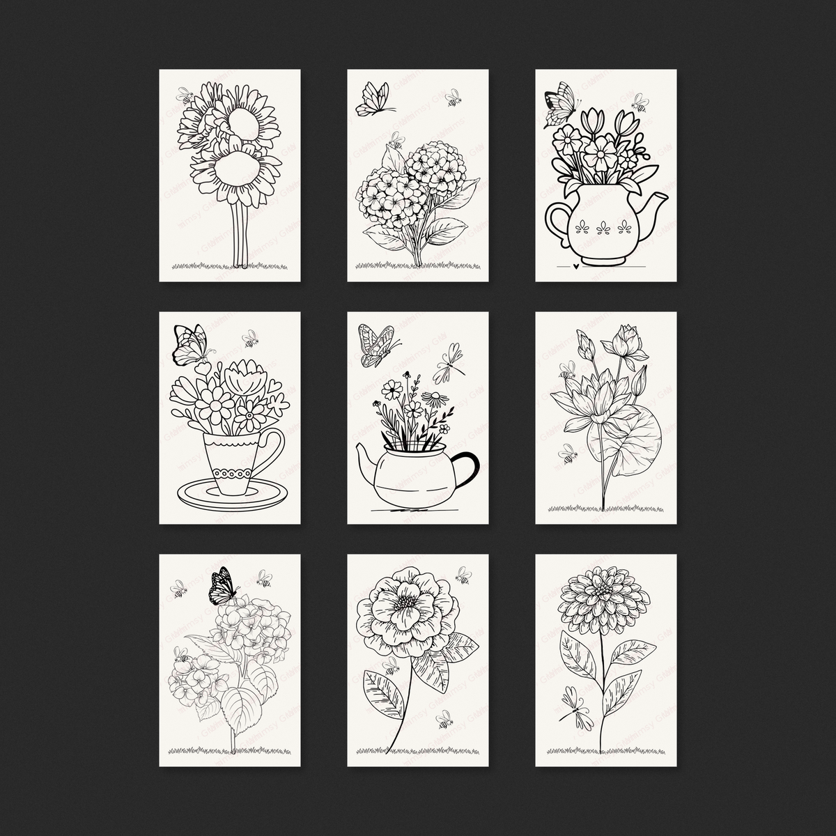 Floral Daydreams Complete Mini Paint-Your-Own Watercolor Collection | 2x3 Whimsy Grams