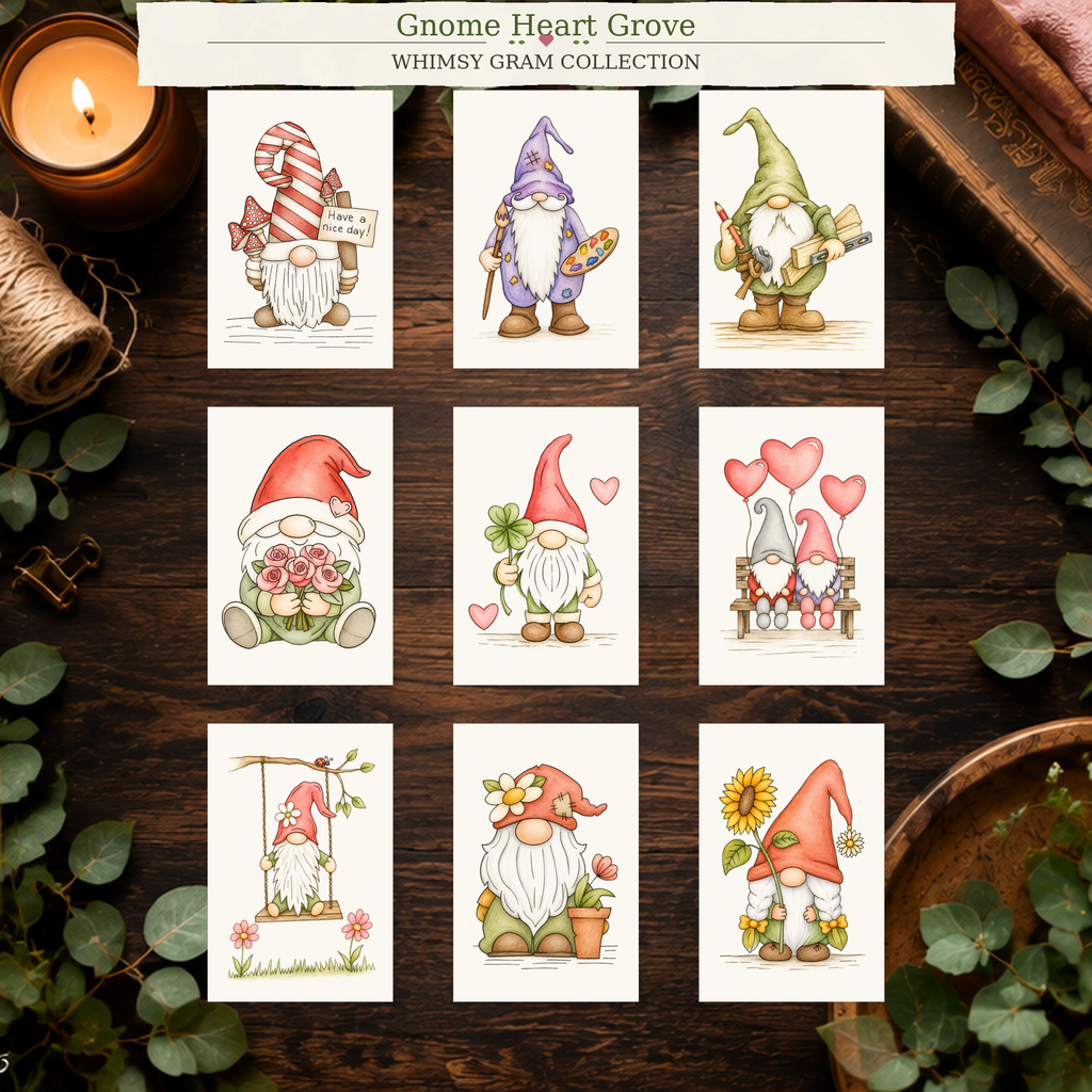 Gnome Heart Grove Complete Mini Paint-Your-Own Watercolor Collection | 2x3 Whimsy Grams