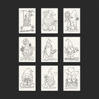 Gnome Heart Grove Complete Paint-Your-Own Watercolor Print Collection | 5x7