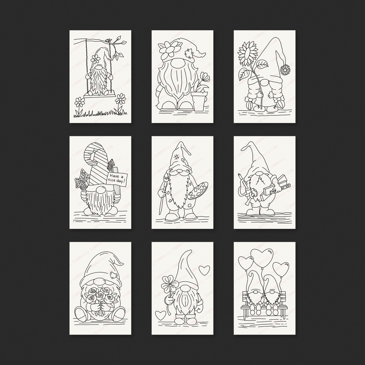 Gnome Heart Grove Complete Mini Paint-Your-Own Watercolor Collection | 2x3 Whimsy Grams