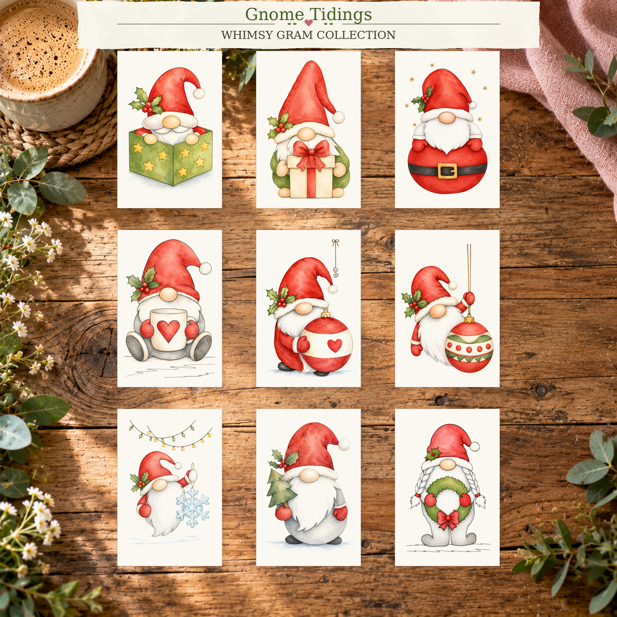 Gnome Tidings complete mini watercolor collection lifestyle photo