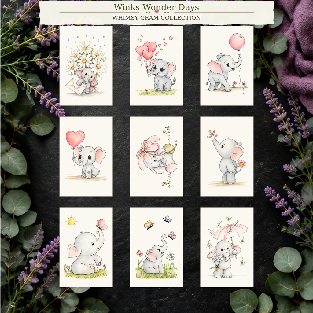 Winks Wonder Days Complete Mini Paint-Your-Own Watercolor Collection | 2x3 Whimsy Grams