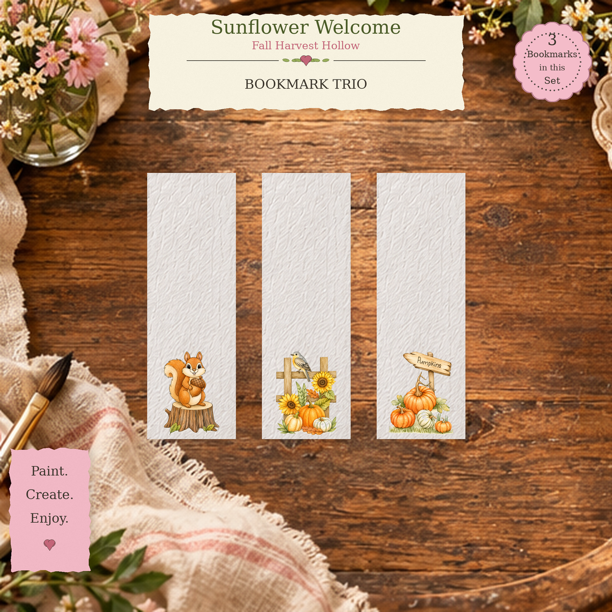 Sunflower Welcome bookmark set lifestyle scene
