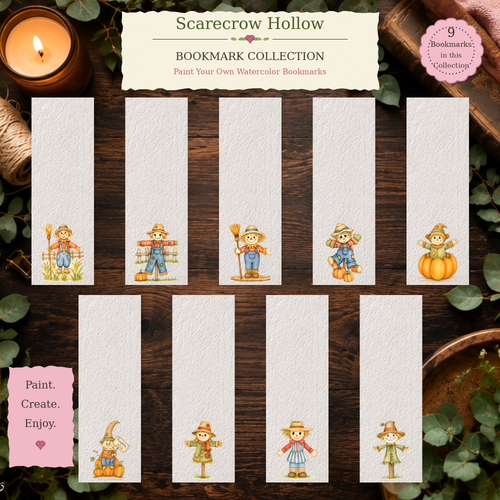 Scarecrow Hollow complete 2x6 watercolor bookmark collection