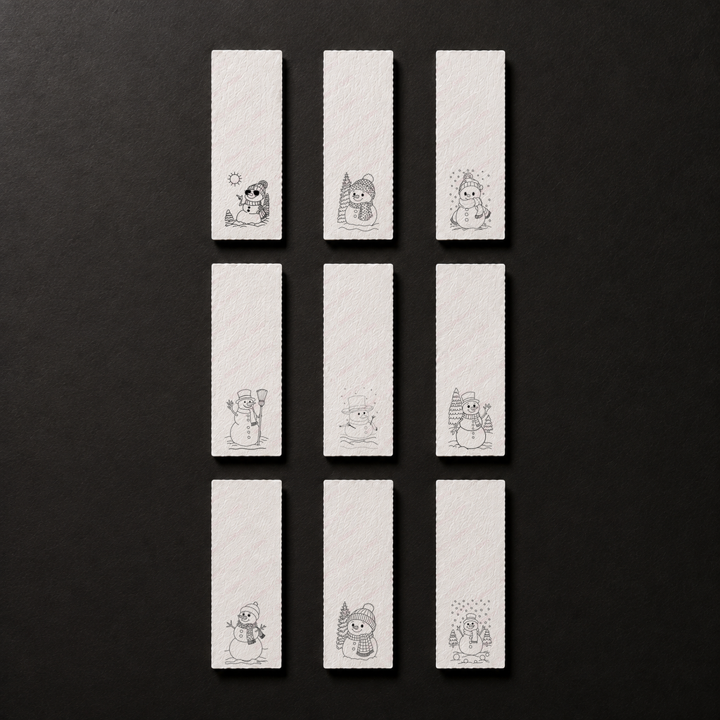 Snowman complete bookmark collection line art preview