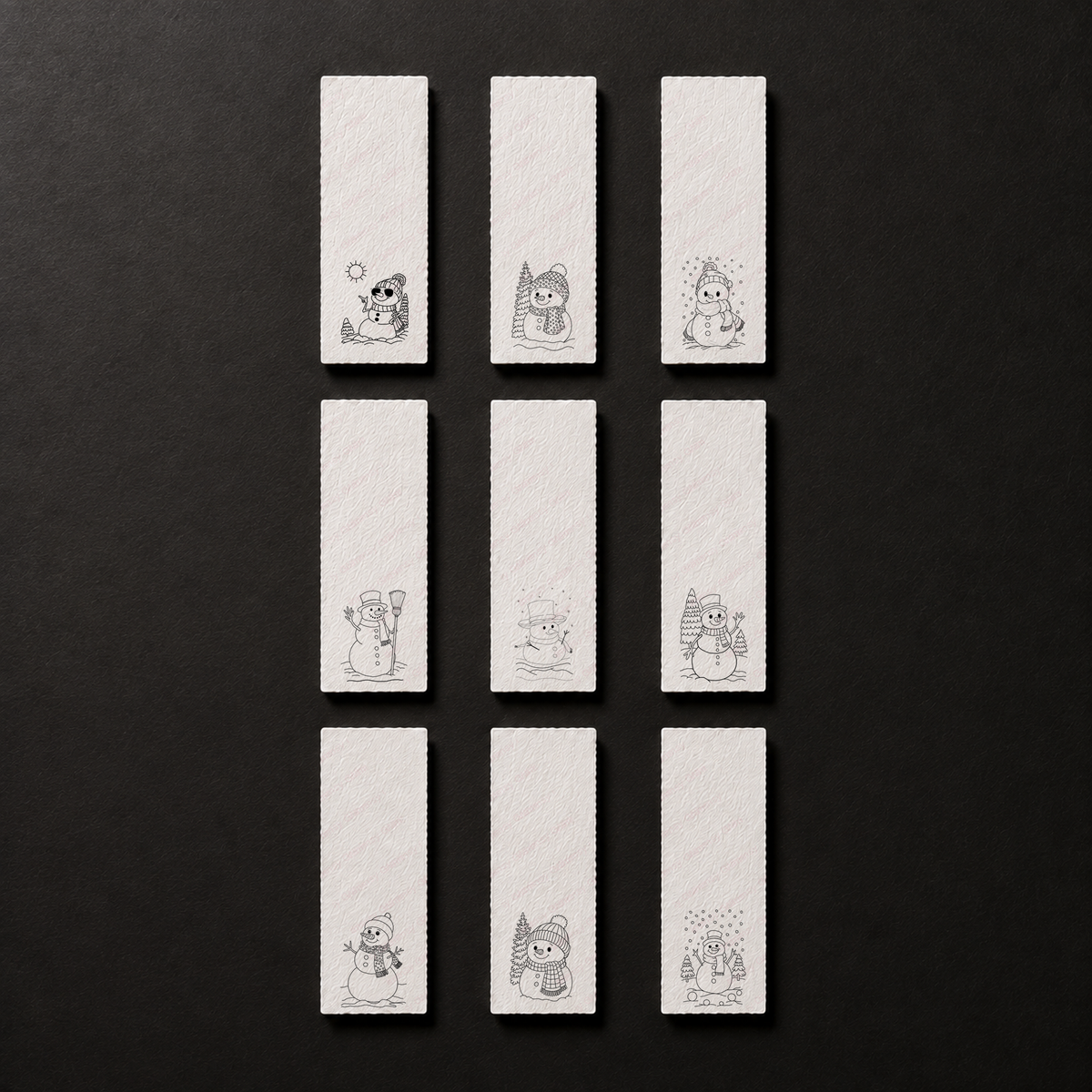 Snowman complete bookmark collection line art preview