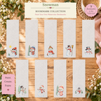 Snowman complete watercolor bookmark collection