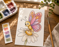 Butterfly Blossom Landing Paint-Your-Own Watercolor Print | Bug Garden Grove