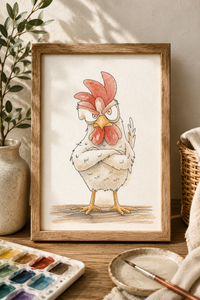 Grumpy Coop Keeper Paint-Your-Own Watercolor Print | Cozy Chicken Hollow