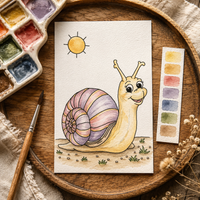Happy Trail Snail Paint-Your-Own Watercolor Print | Bug Garden Grove