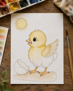 Tiny Hatchling Steps Paint-Your-Own Watercolor Print | Cozy Chicken Hollow