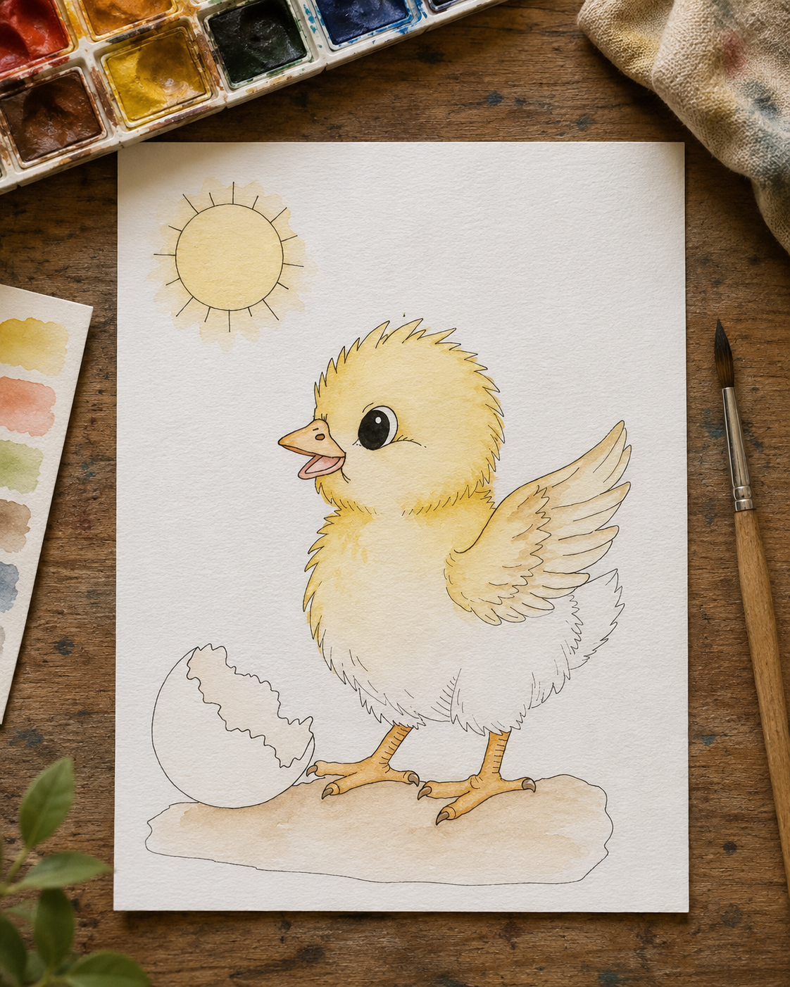 Tiny Hatchling Steps Paint-Your-Own Watercolor Print | Cozy Chicken Hollow