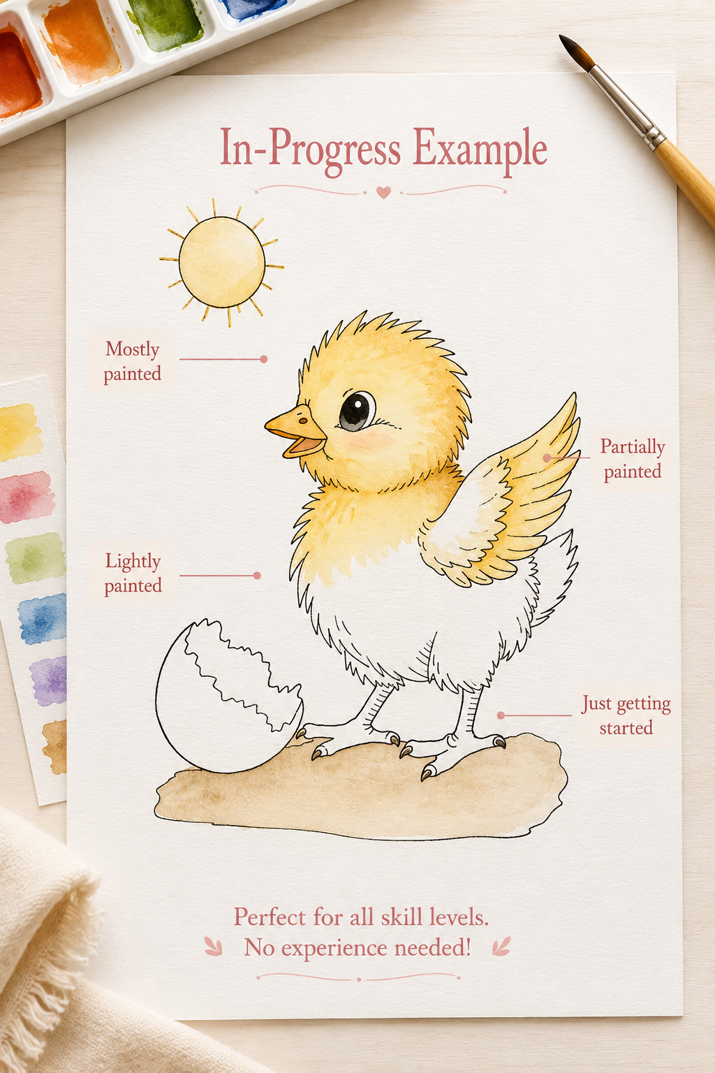 Tiny Hatchling Steps Paint-Your-Own Watercolor Print | Cozy Chicken Hollow