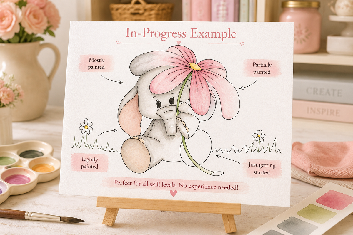Blossom Bonnet Hollow Paint-Your-Own Watercolor Print | Winks Wonder Days