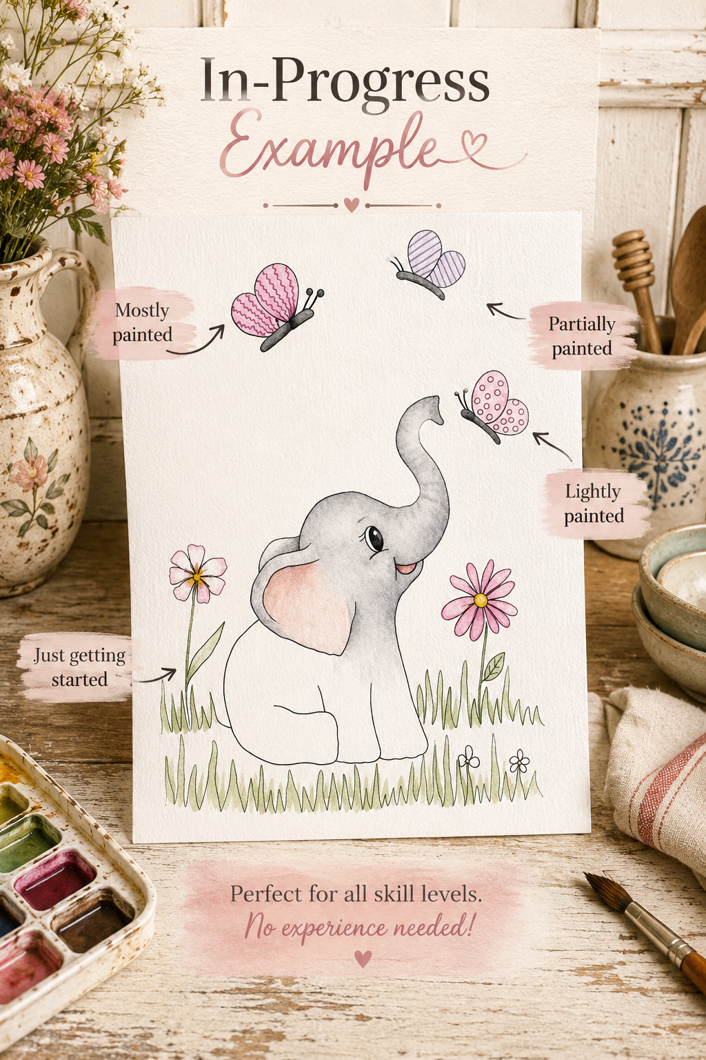 Meadowtail Wishes Paint-Your-Own Watercolor Print | Winks Wonder Days