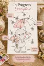 Daisy Umbrella Grove Paint-Your-Own Watercolor Print | Winks Wonder Days