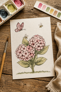 Butterfly Hydrangea Haven Paint-Your-Own Watercolor Print | Floral Daydreams