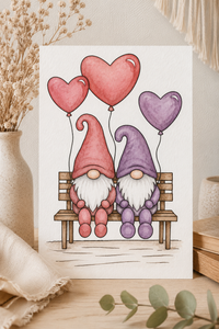 Sweetheart Bench Buddies Paint-Your-Own Watercolor Print | Gnome Heart Grove