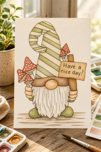 Candy Cane Greetings Paint-Your-Own Watercolor Print | Gnome Heart Grove