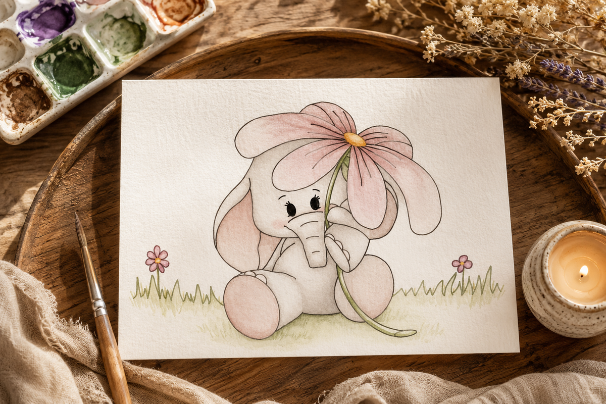 Blossom Bonnet Hollow Paint-Your-Own Watercolor Print | Winks Wonder Days