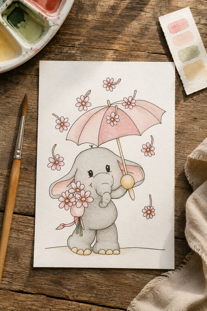 Daisy Umbrella Grove Paint-Your-Own Watercolor Print | Winks Wonder Days