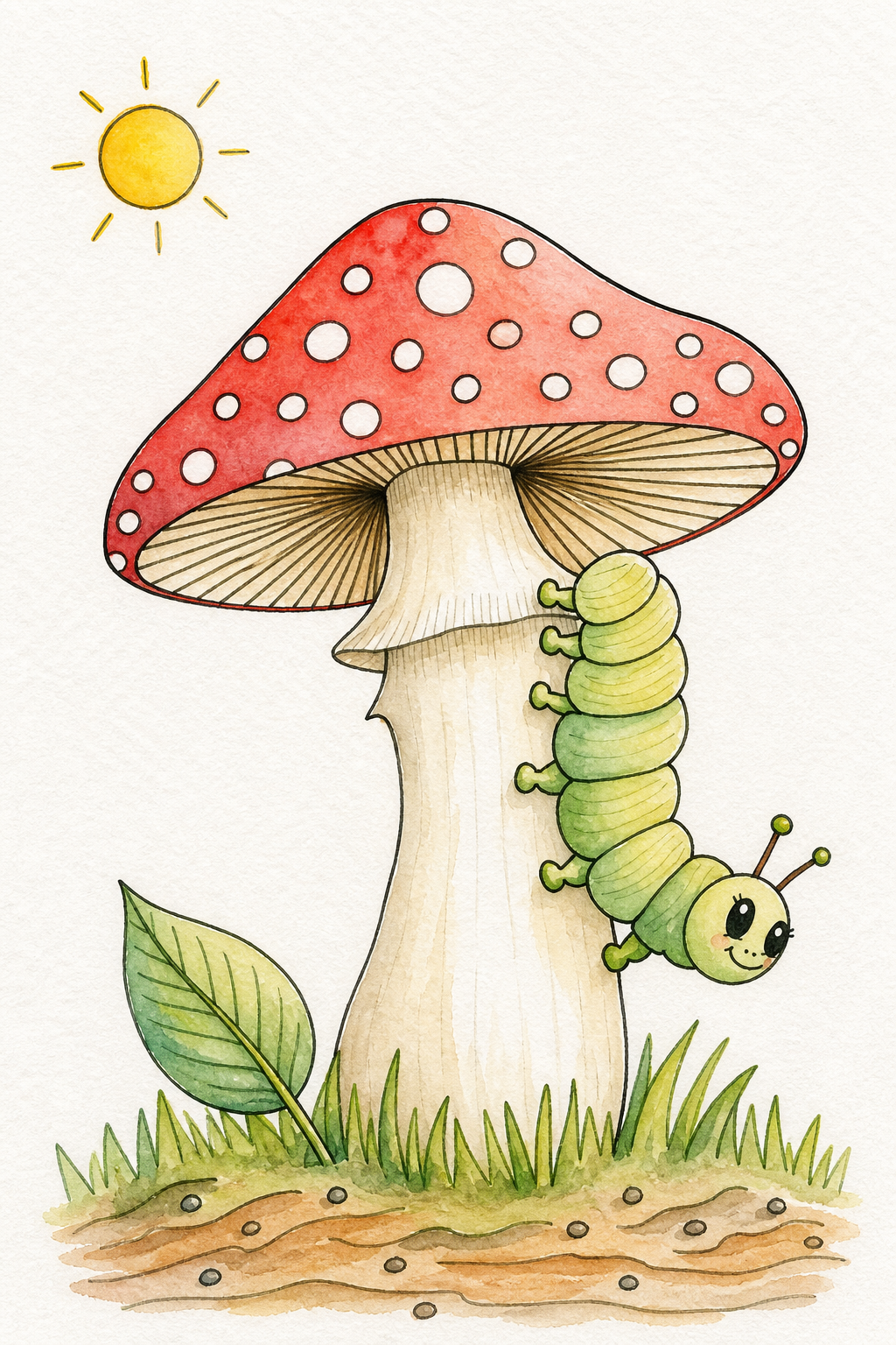 Mushroom Caterpillar Crawl painted design