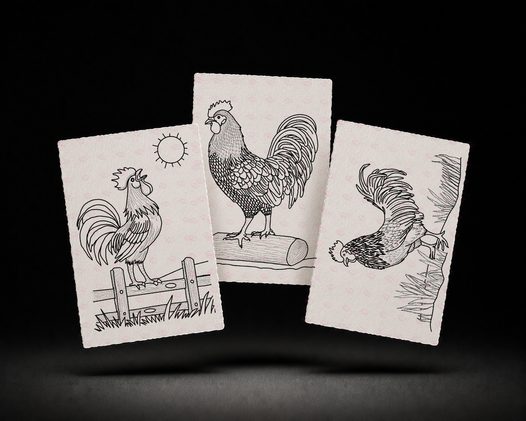 Morning Roost 5x7 Print Set line art preview