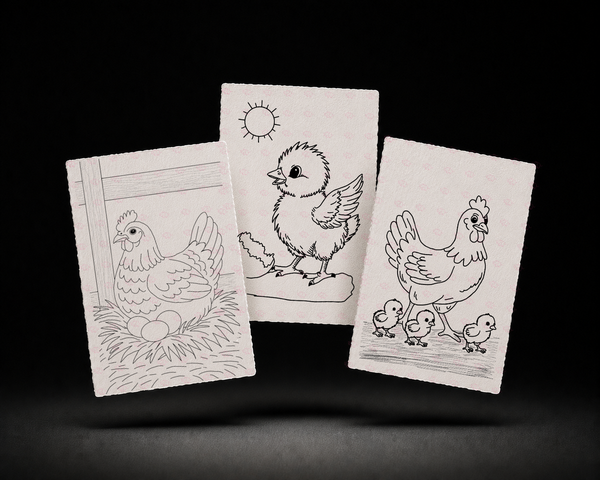 Cozy Nest Parade 5x7 Print Set line art preview