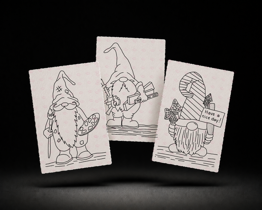 Heartfelt Gnome Moments 5x7 Print Set line art preview
