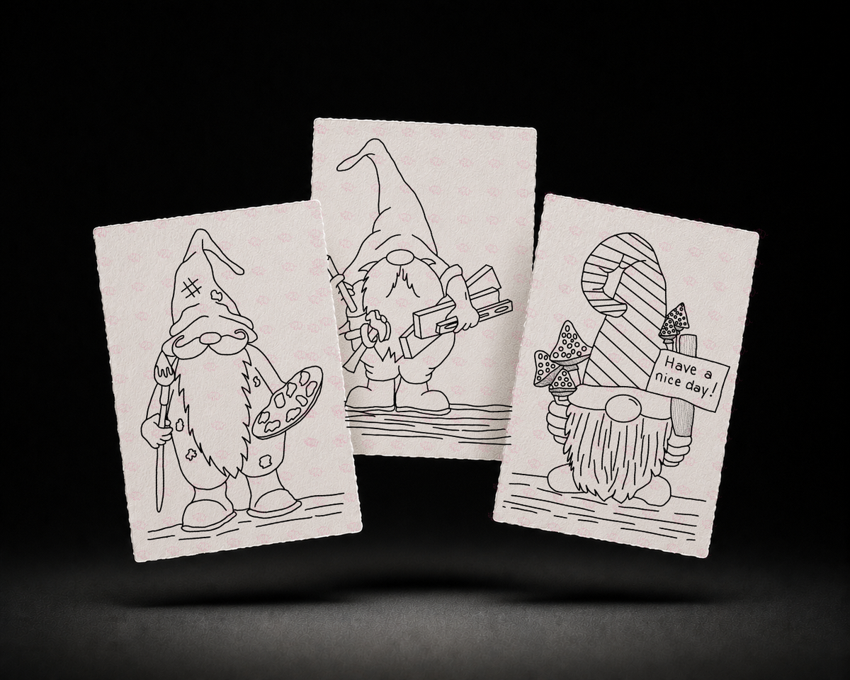 Heartfelt Gnome Moments 5x7 Print Set line art preview