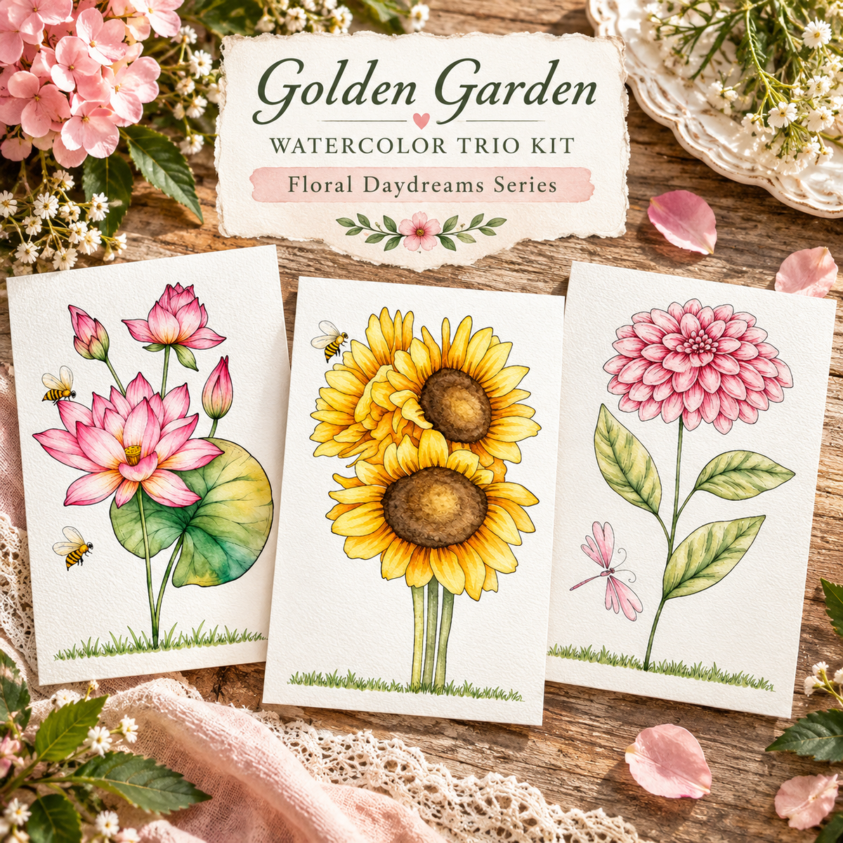 Golden Garden | Watercolor Trio Kit