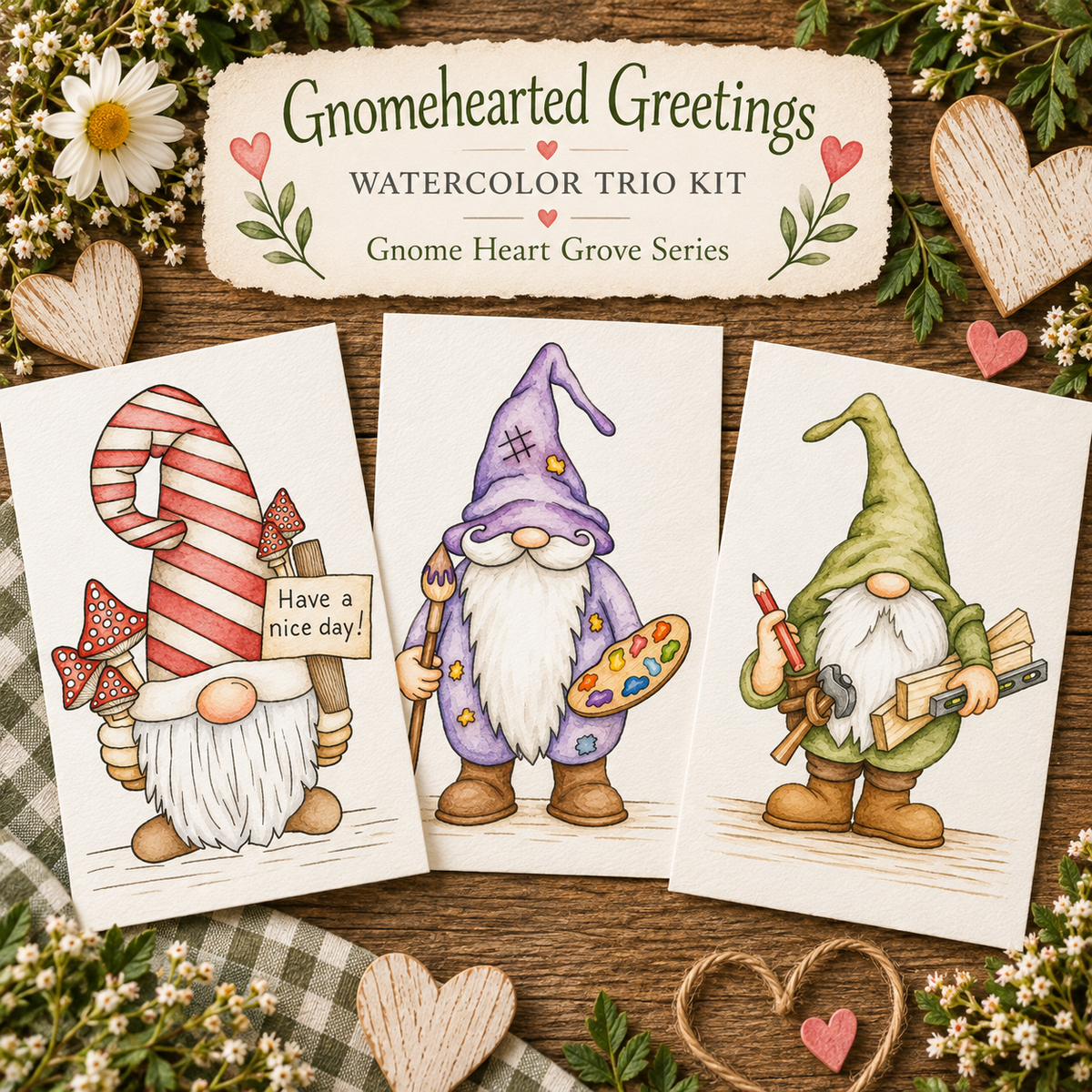 Gnomehearted Greetings | Watercolor Trio Kit