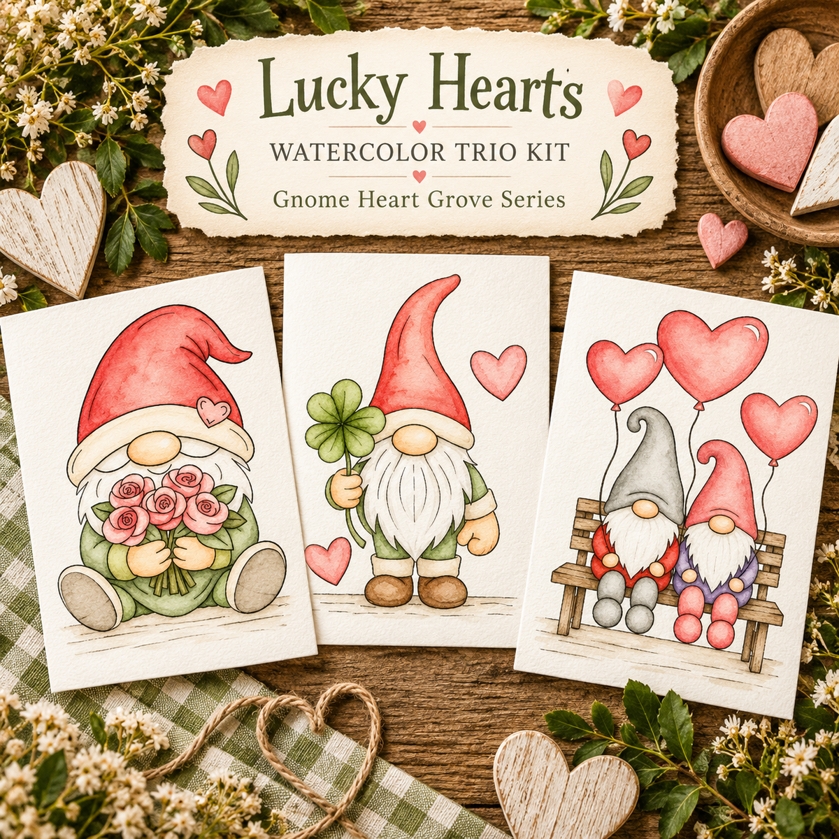 Lucky Hearts | Watercolor Trio Kit